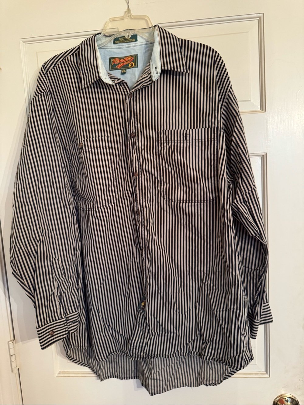 Striped Long-Sleeve Button-Down Shirt - Black & Tan by Rooster Shirt Works